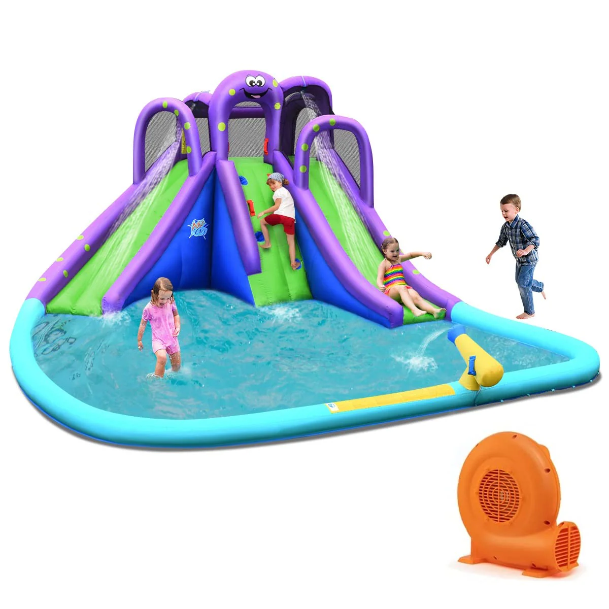 BOUNTECH Inflatable Water Slide, 18x16.5FT Mega Kids Waterslide Park Bounce House w/Dual Slides