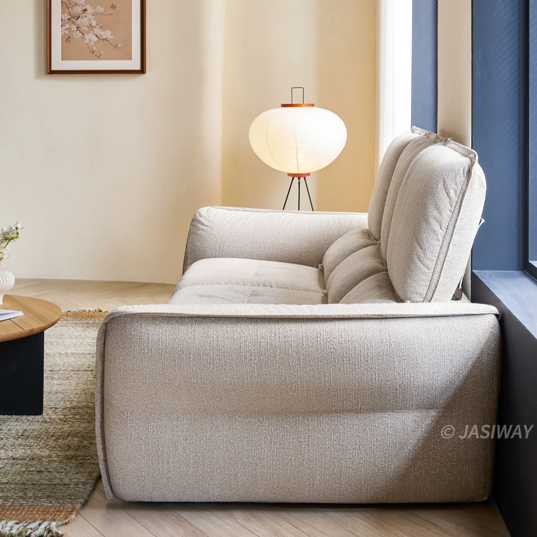 JASIWAY tela sofá con Ajustable reposacabezas| profundo asiento cómodo sofá para Sala, Minimalista Japandi estilo 3-plazas sofá