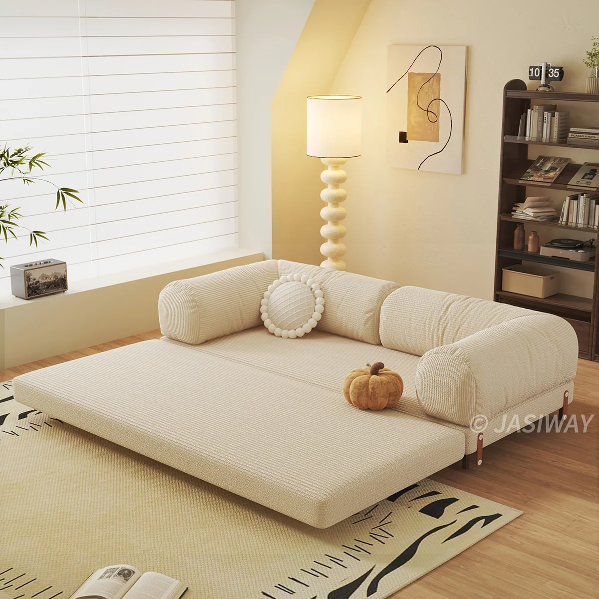 NÓVORA CASA modulable Sofá cama & Sofá cama| transformable diseño en Bouclé, Chenilla o pana tapizado