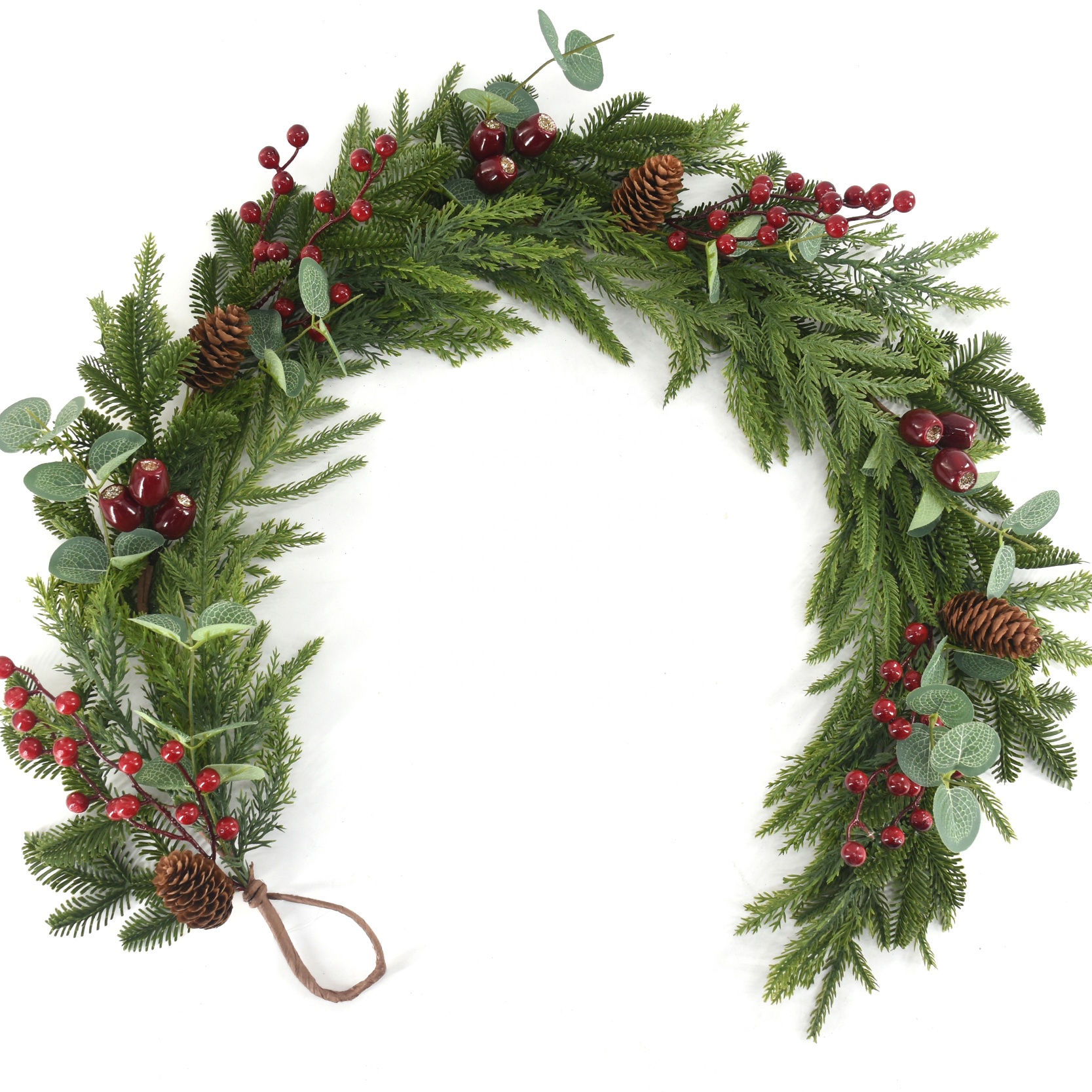 Christmas Garland Pinecone Berry Mantel Decoration