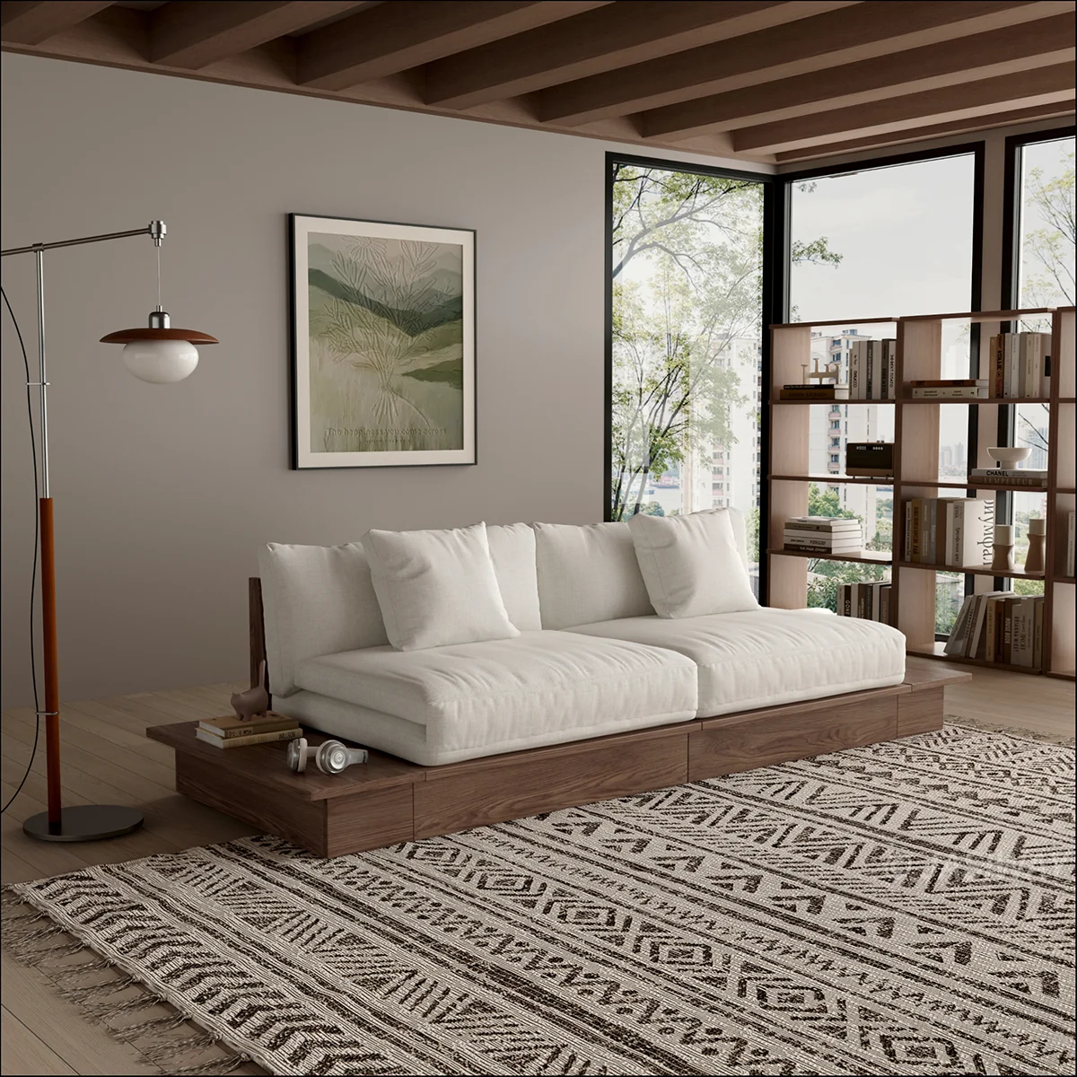 NÓVORA CASA extraíble extraíble Sofá cama con madera plataforma soporte| bajo perfil transformable sofá para Sala