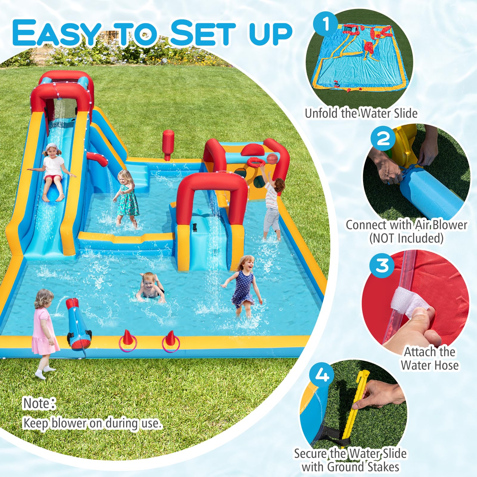 BOUNTECH Inflatable Water Slide Park 9-in-1 Giant Water Bounce House
