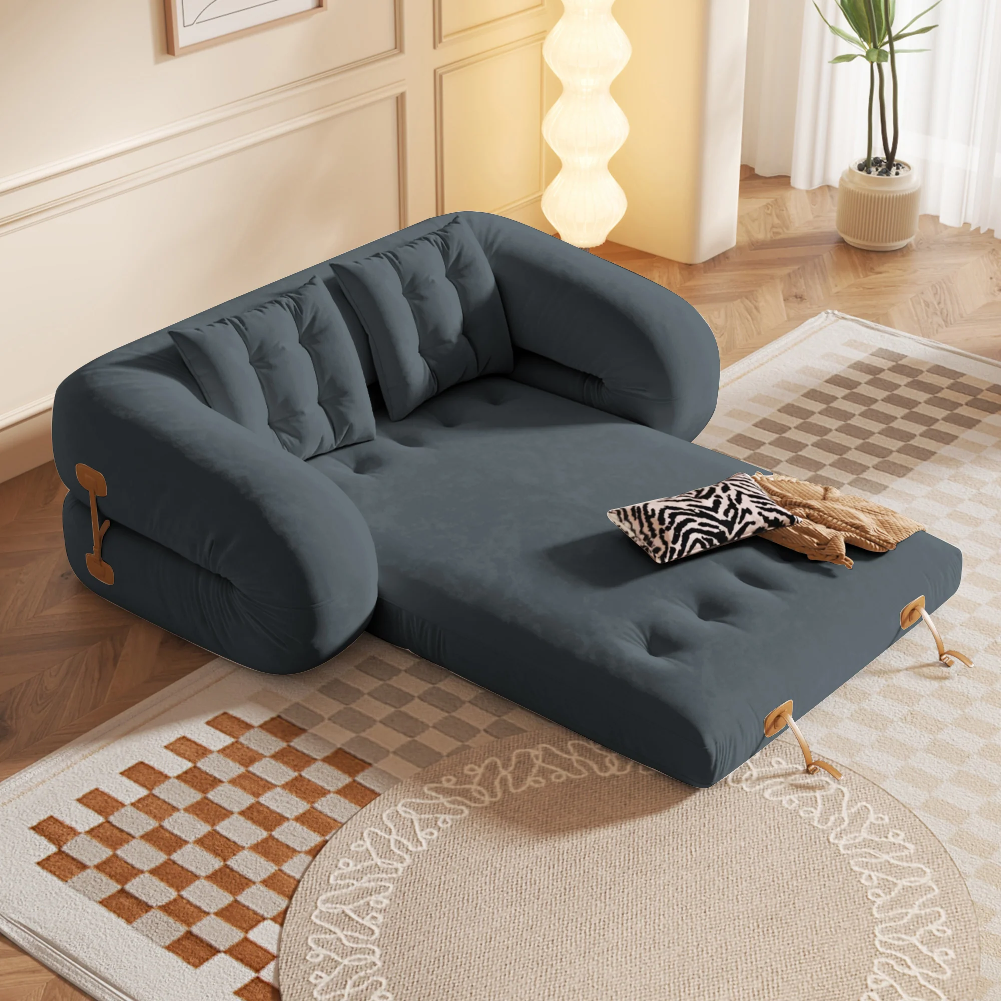 NÓVORA CASA puf saco estilo mascotas amigable plegable piso terciopelo Sofá cama
