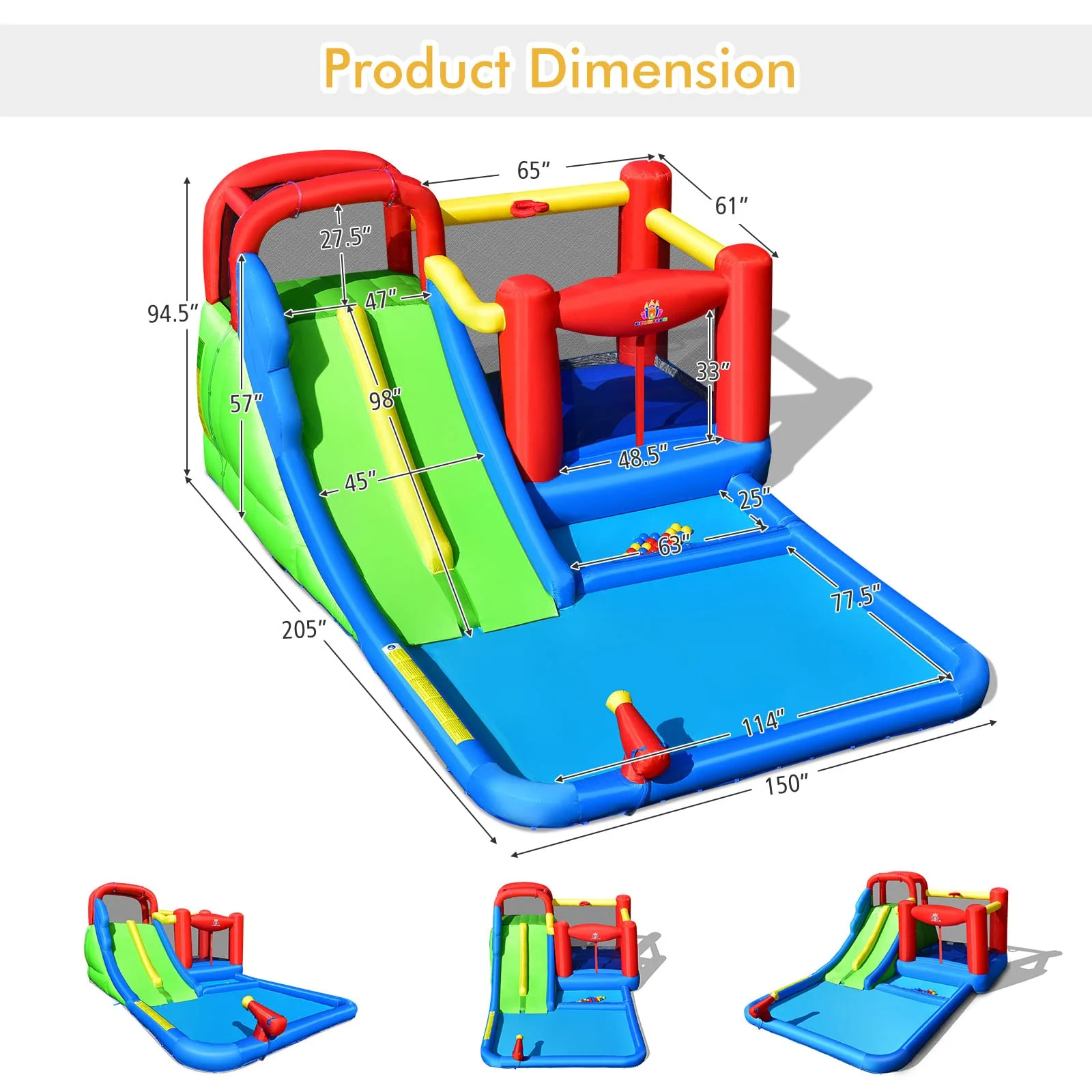 Costzon Inflatable Water Slide Park, Kids Giant Water Park Jumping Castle