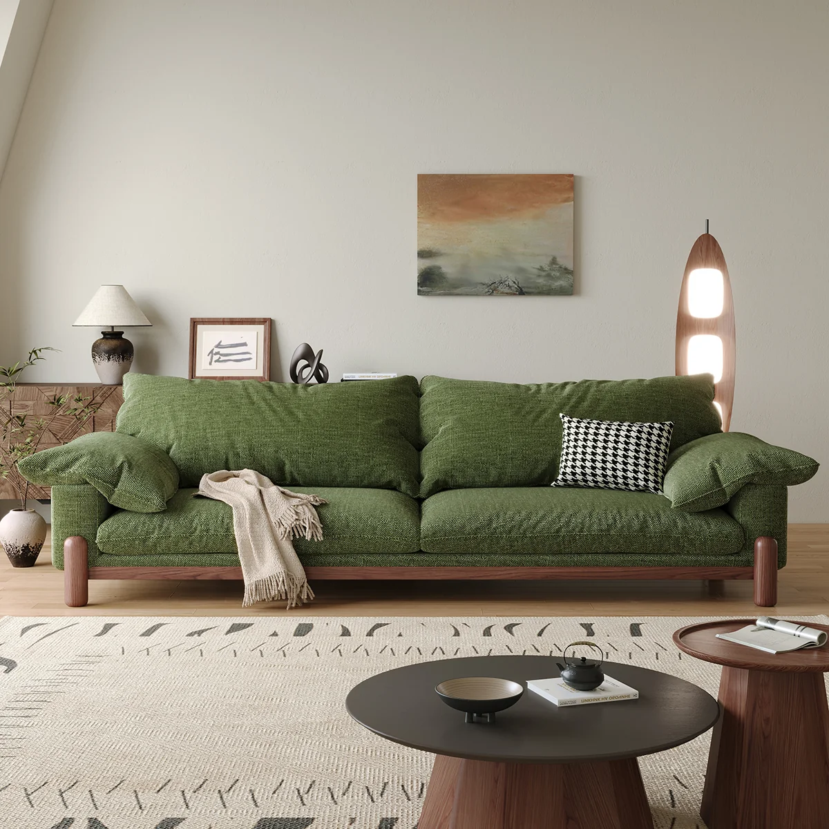 NÓVORA CASA de madera tres plazas sofá con reposabrazos– extragrande confort y estilo