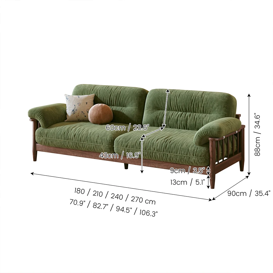 JASIWAY Madera maciza estructura sofá con Desmontable lavable funda| Moderno Tapizado sofá para Sala