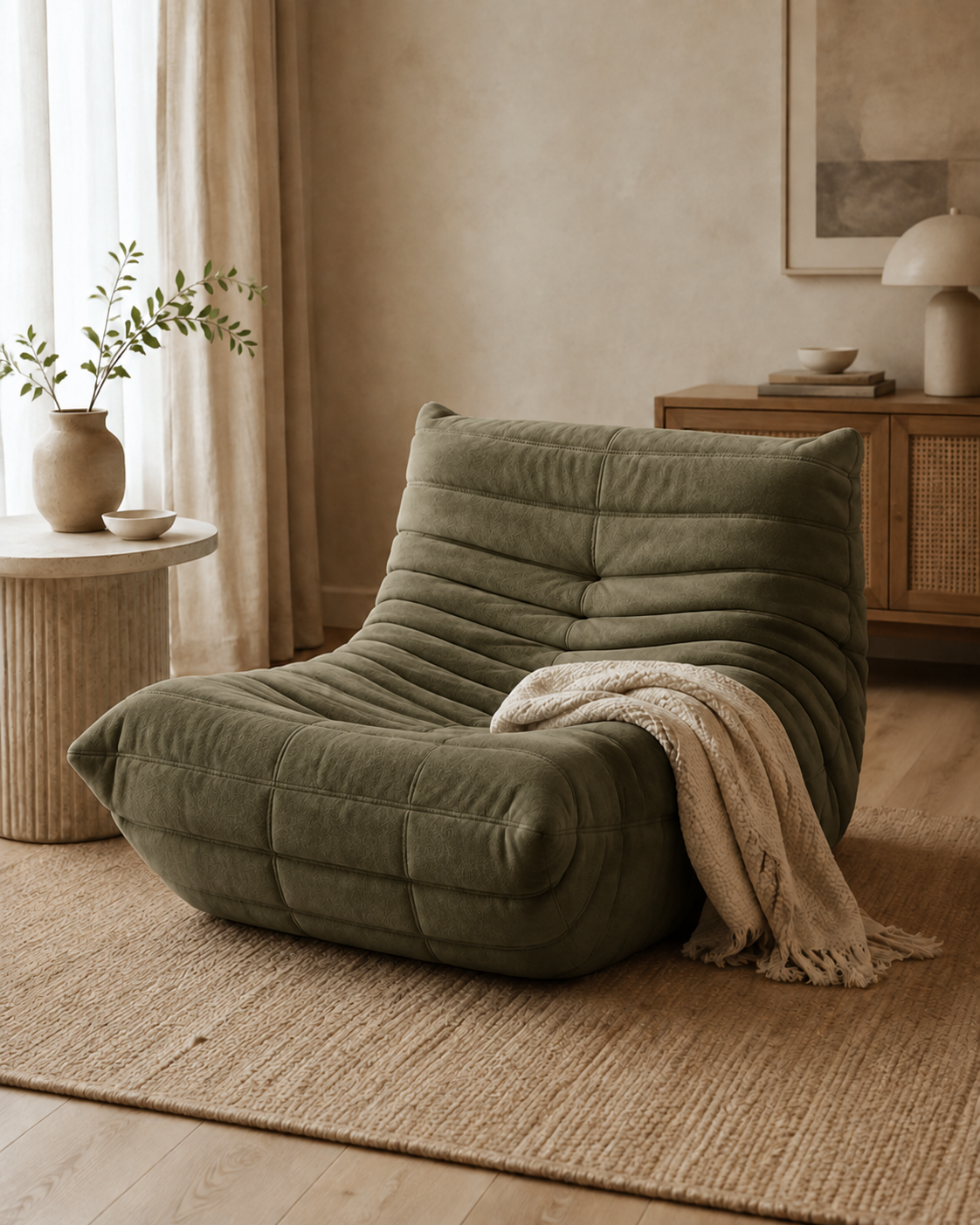 Esencial | Sillón individual — Verde oliva