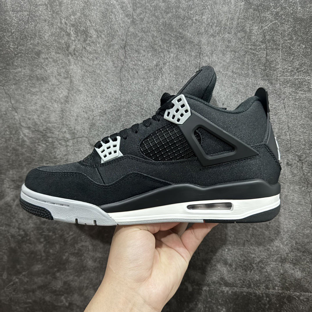 Nike Air Jordan 4 Retro Black Canvas Sneakers Shoes Gr. 36-46