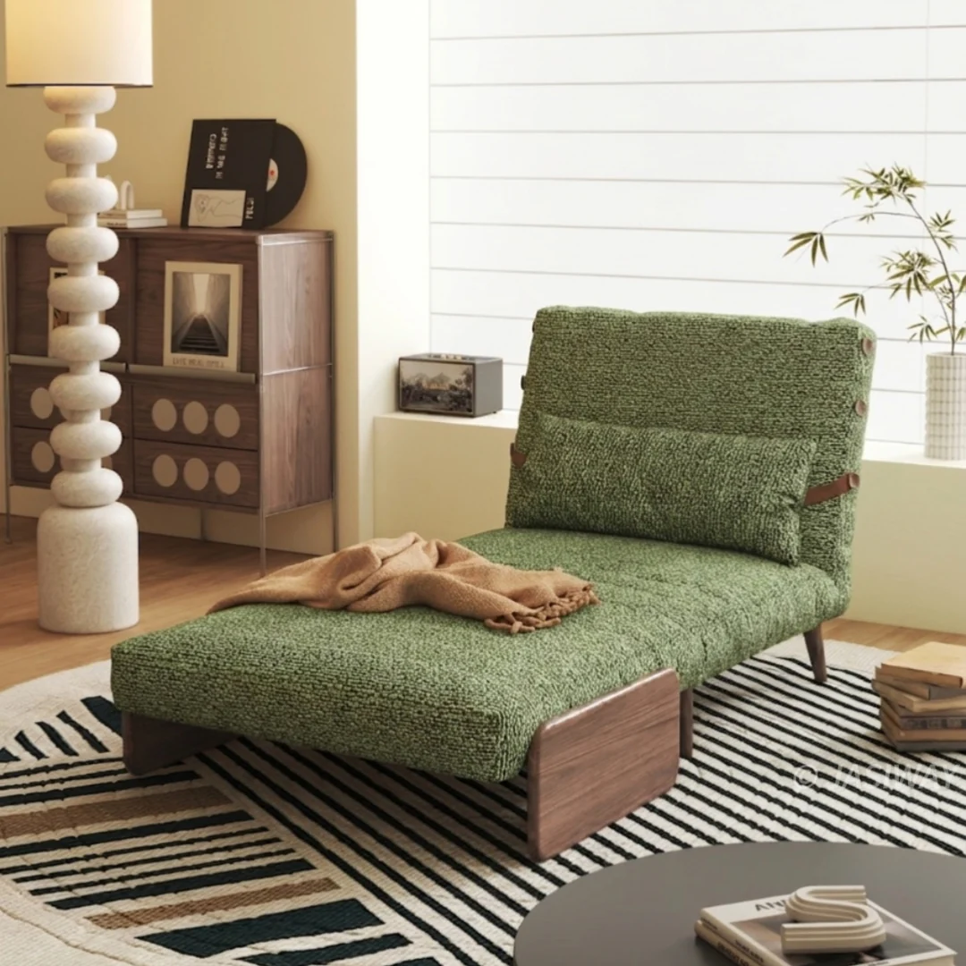 NÓVORA CASA transformable Sillón descanso cama con doble Tone Bouclé tweed tapizado & Ajustable respaldo