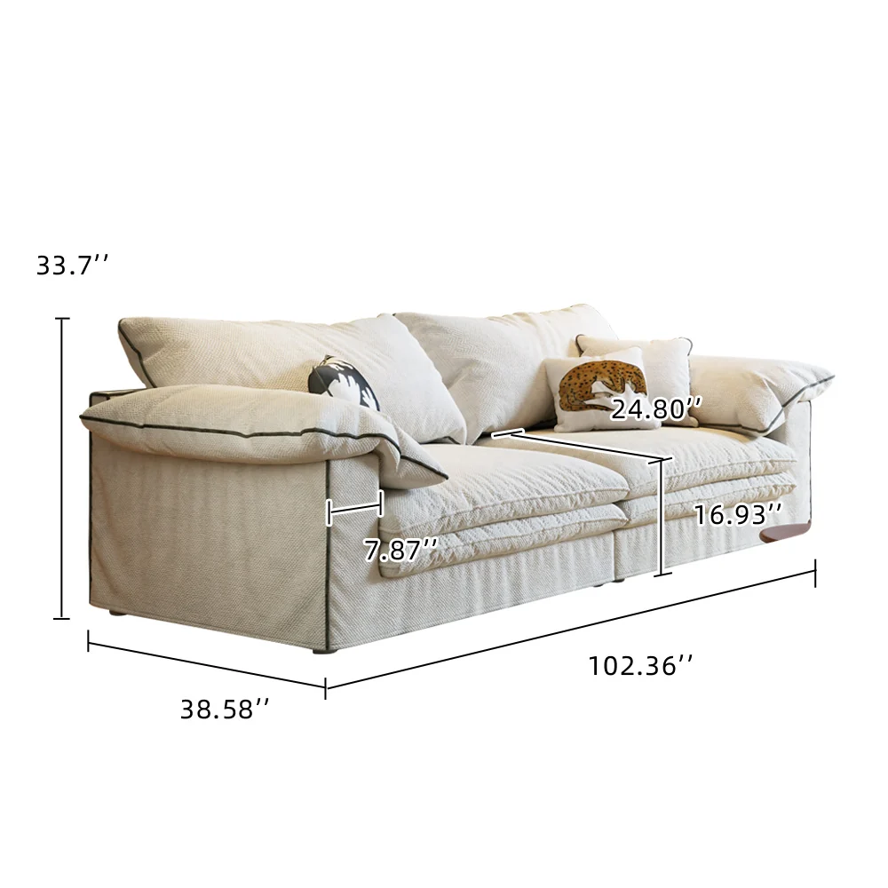 NÓVORA CASA Beige Lino de algodón Desmontable lavable tela sofá