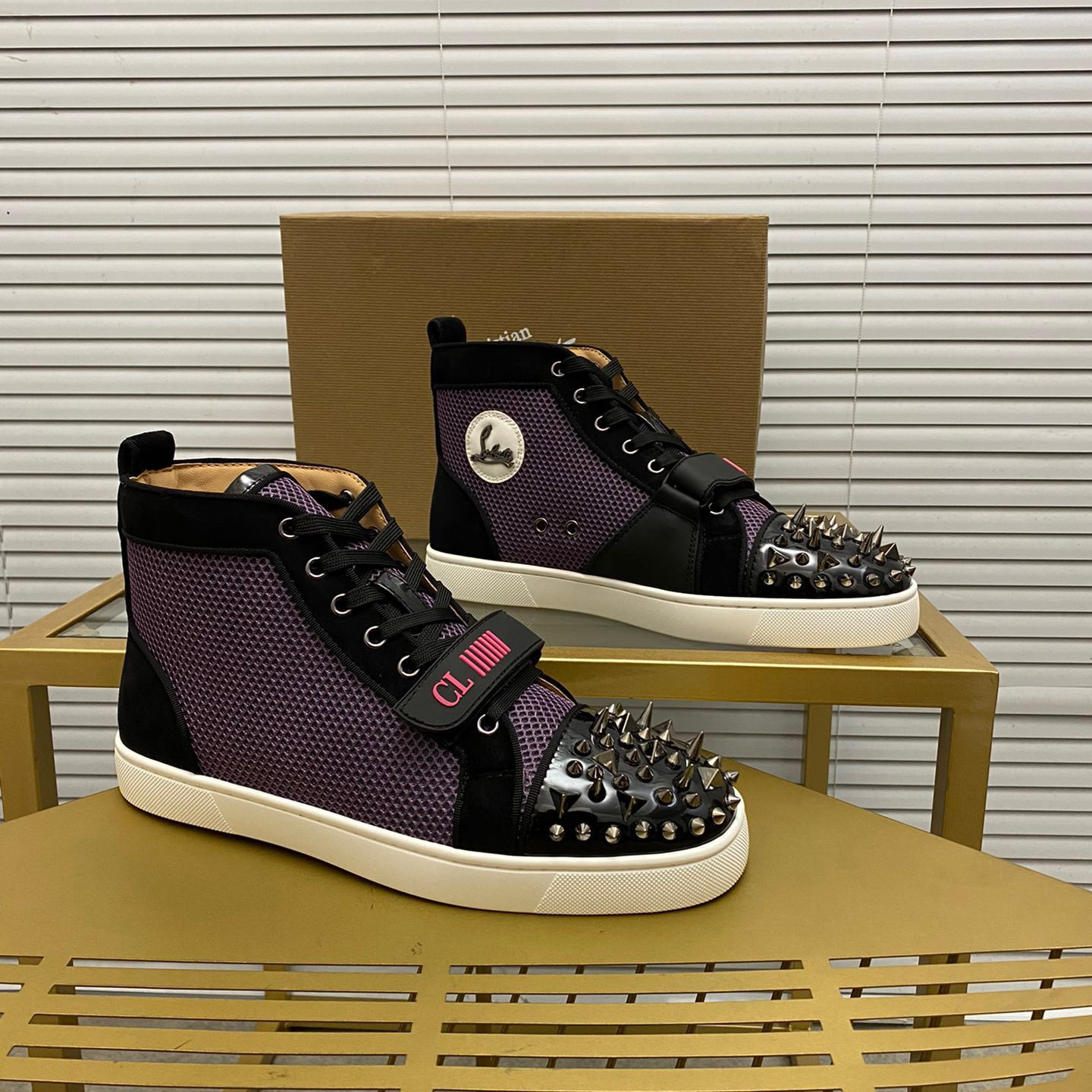 Christian Louboutin Lou Spikes High-Top Sneaker Size 36-46  10-Color