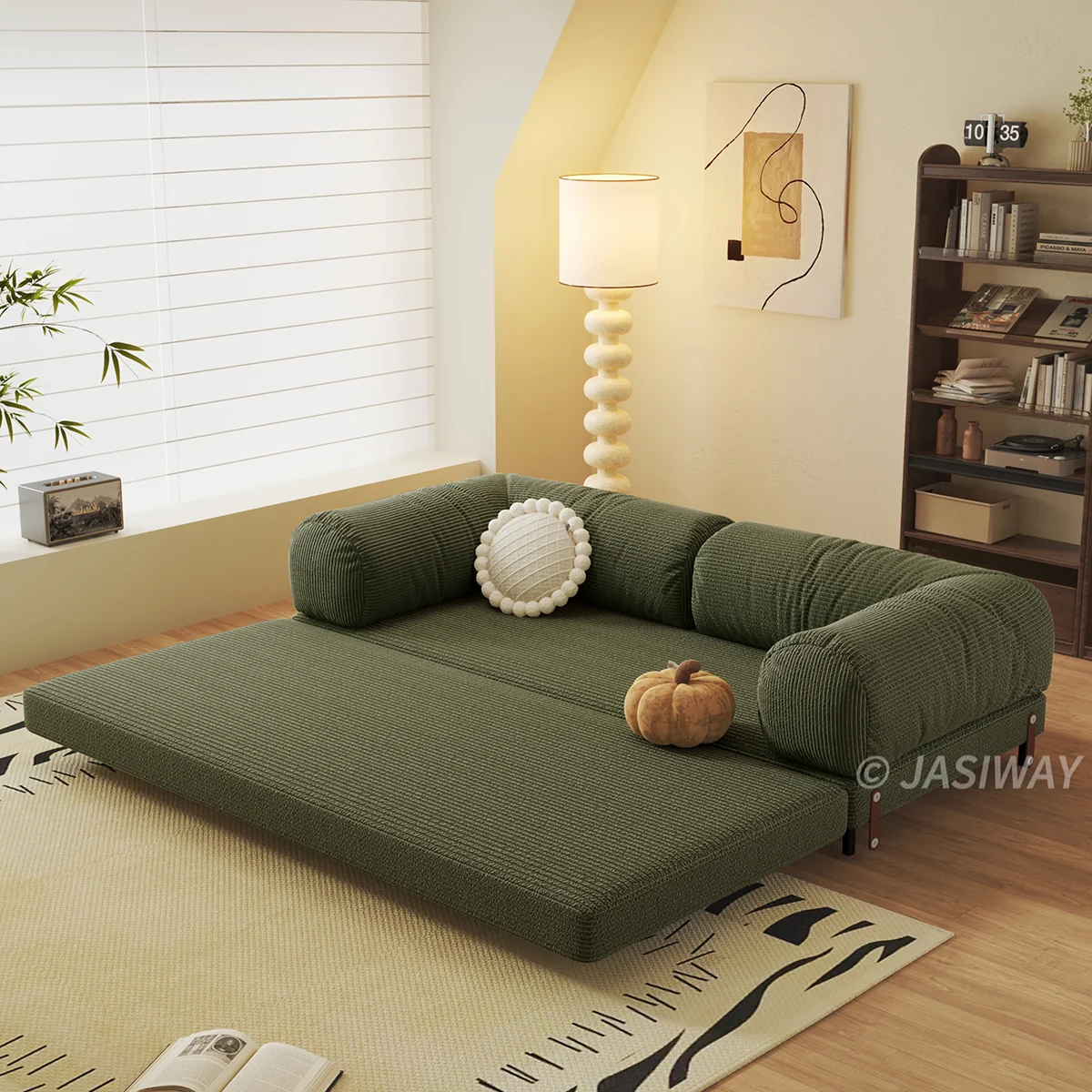 NÓVORA CASA modulable Sofá cama & Sofá cama| transformable diseño en Bouclé, Chenilla o pana tapizado