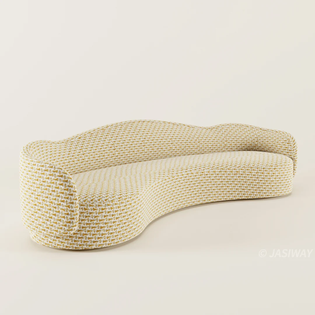 RINGCHEN De lujo Curvo texturizado tejido sofá| escultórico serpentino nube sofá en avena para orgánico Moderno sala habitaciones & de diseñador interiores