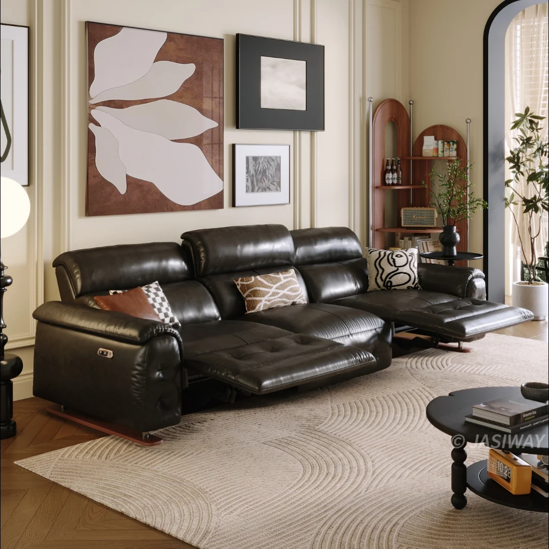 NÓVORA CASA eléctrico Reclinable sofá con doble reclinables & USB puertos| piel reclinable sofá para Sala