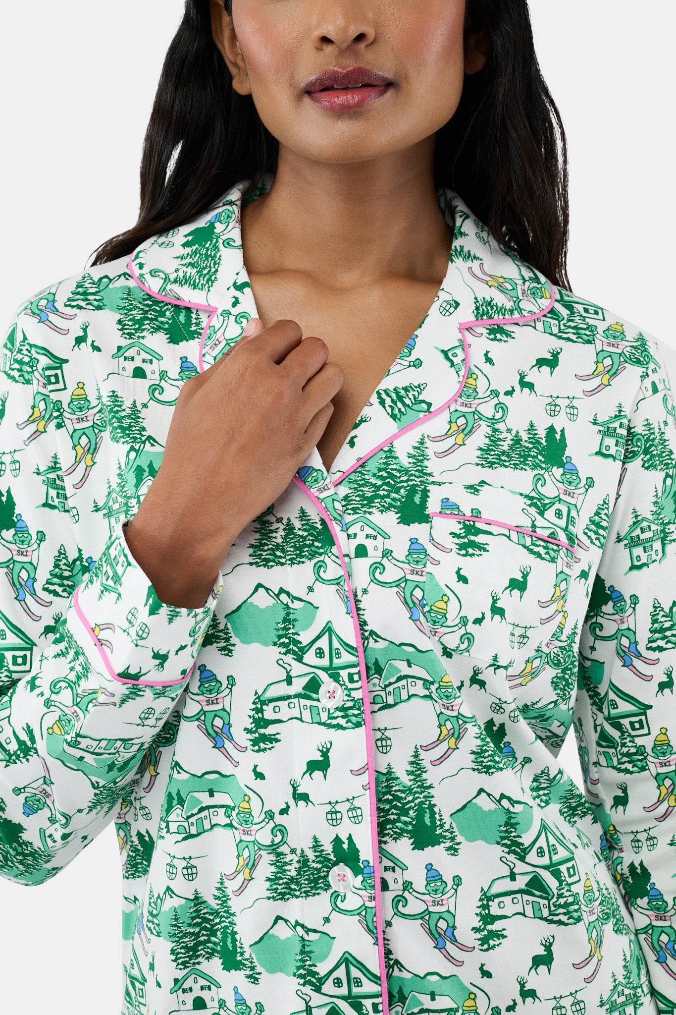 Ski Toile Long Sleeve Polo Pajamas