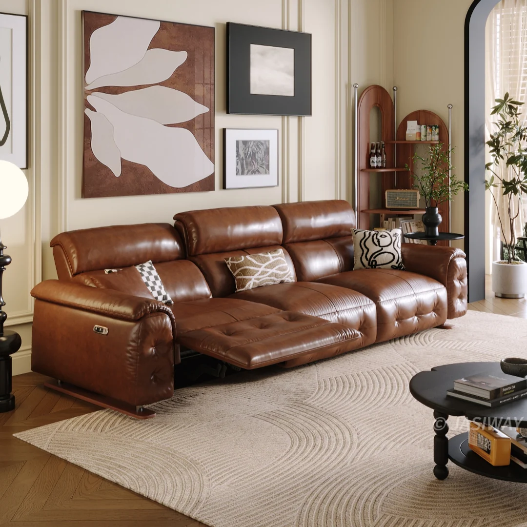 NÓVORA CASA eléctrico Reclinable sofá con doble reclinables & USB puertos| piel reclinable sofá para Sala