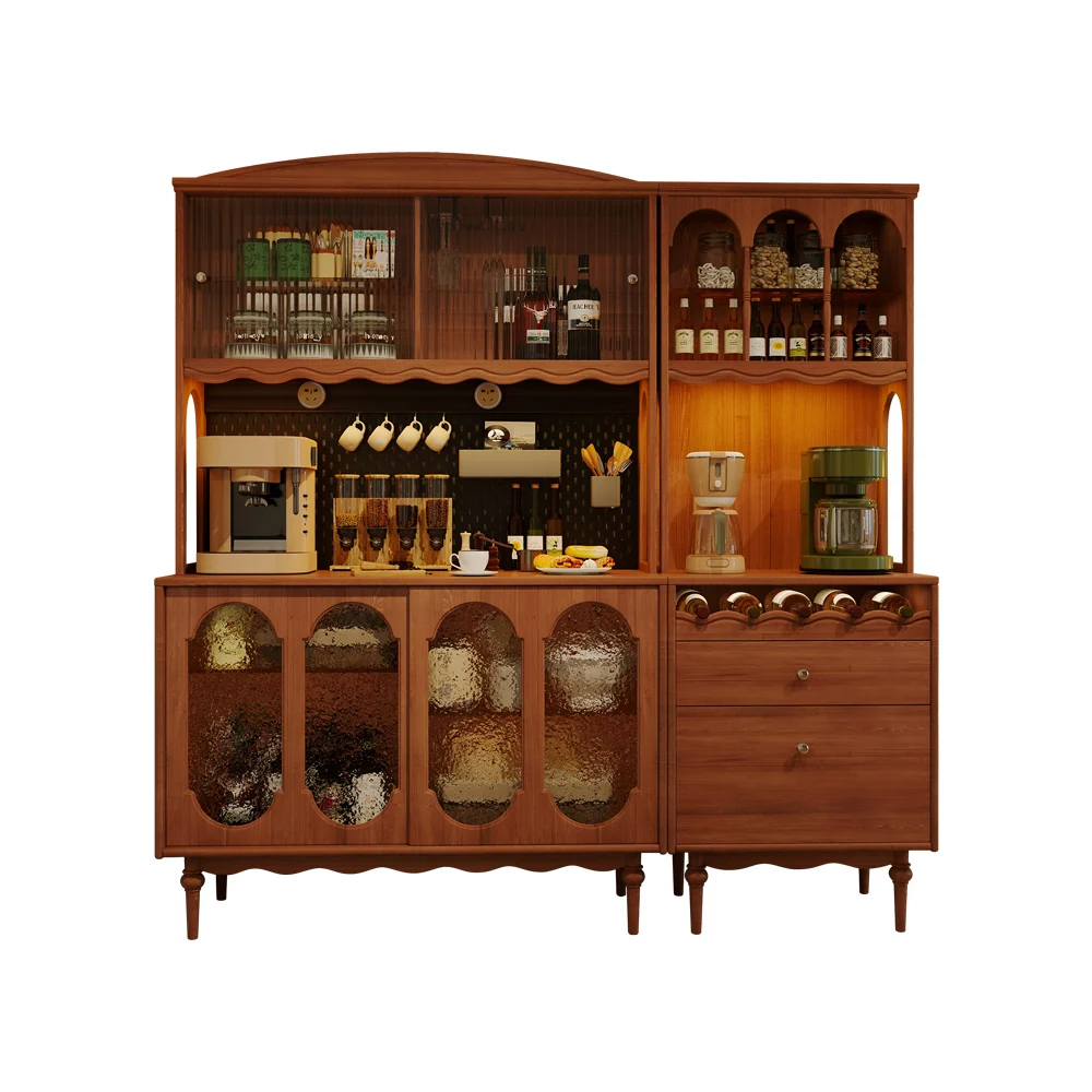 NÓVORA CASA Vintage Madera maciza Aparador amplio Almacenamiento y exhibición gabinete