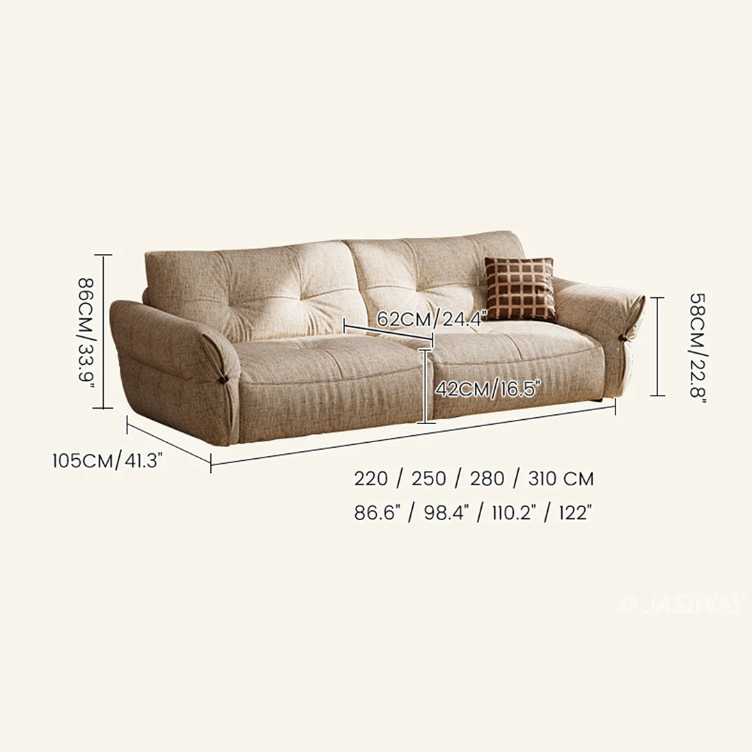 NÓVORA CASA nube sofá profundo asiento sofá| extragrande Chenilla tela 3-plazas con acolchado cojines, Moderno Sala sofá