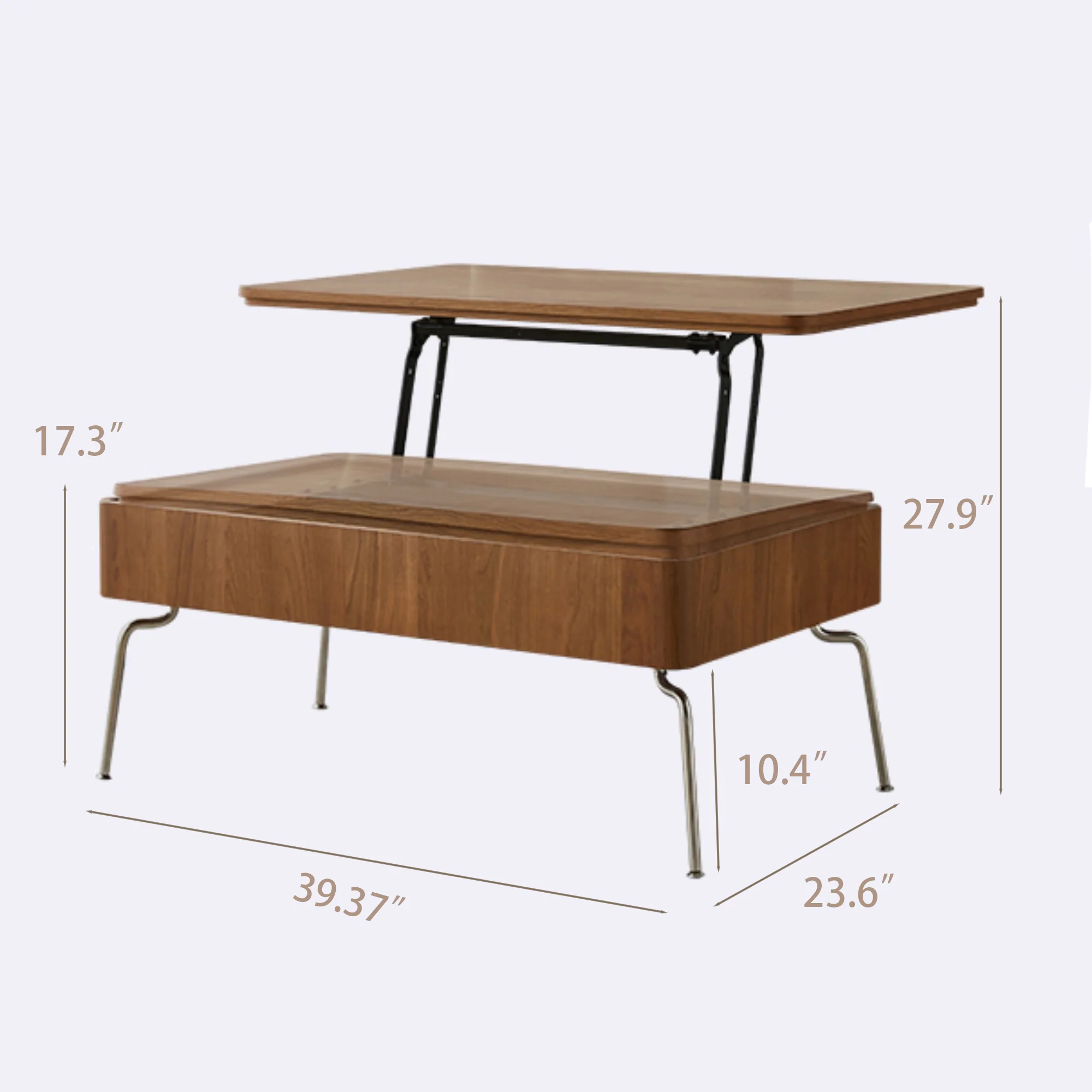 NÓVORA CASA elevable superior Mesa de centro con Almacenamiento