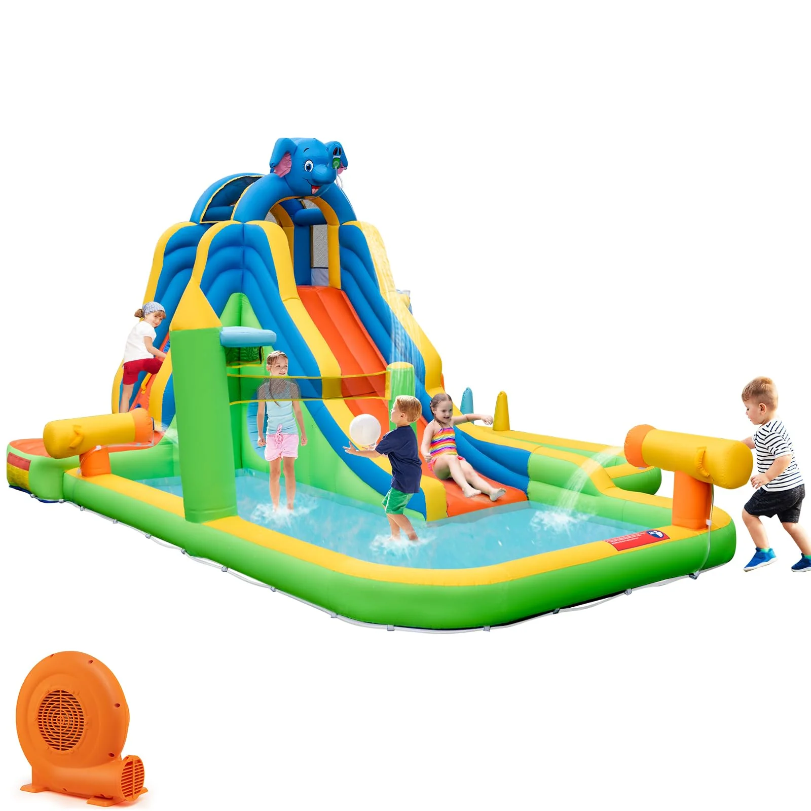 BOUNTECH Inflatable Water Slide Park, Kids Waterslide for Outdoor with Splash Pool