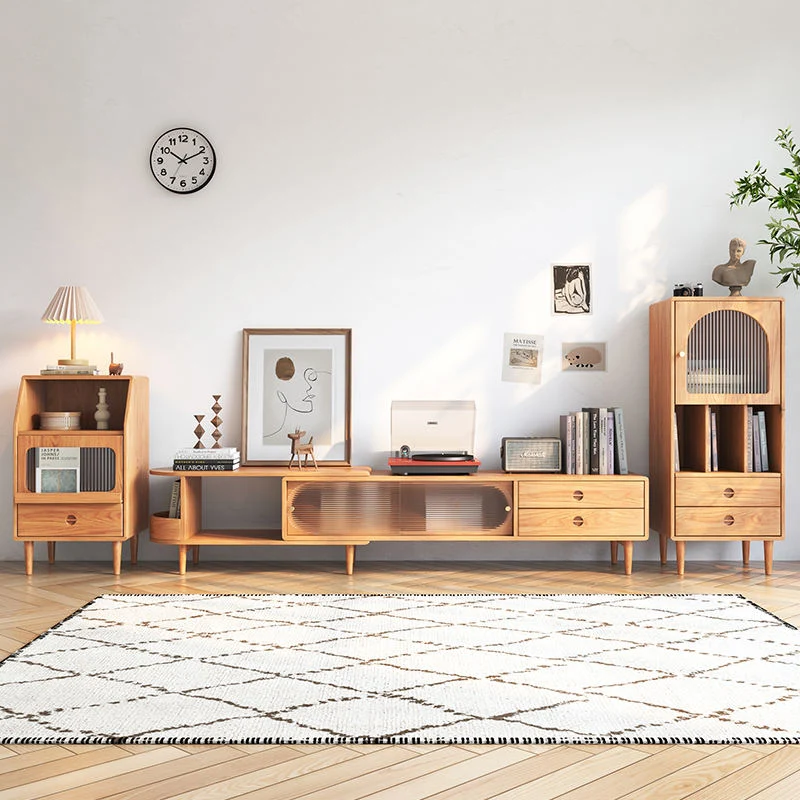 NÓVORA CASA Extensible Mueble para TV Almacenamiento corredizo vidrio puerta multimedia consola