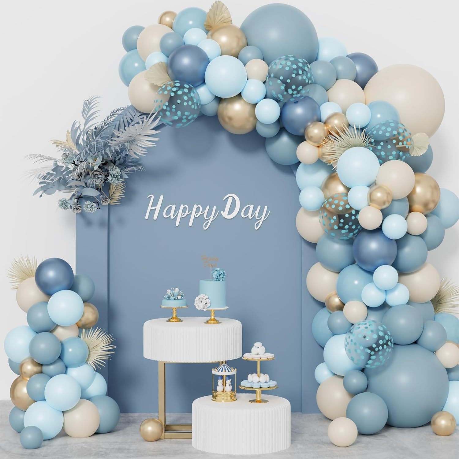 Blue Macaron Balloon Garland Arch Kit for Birthday & Wedding