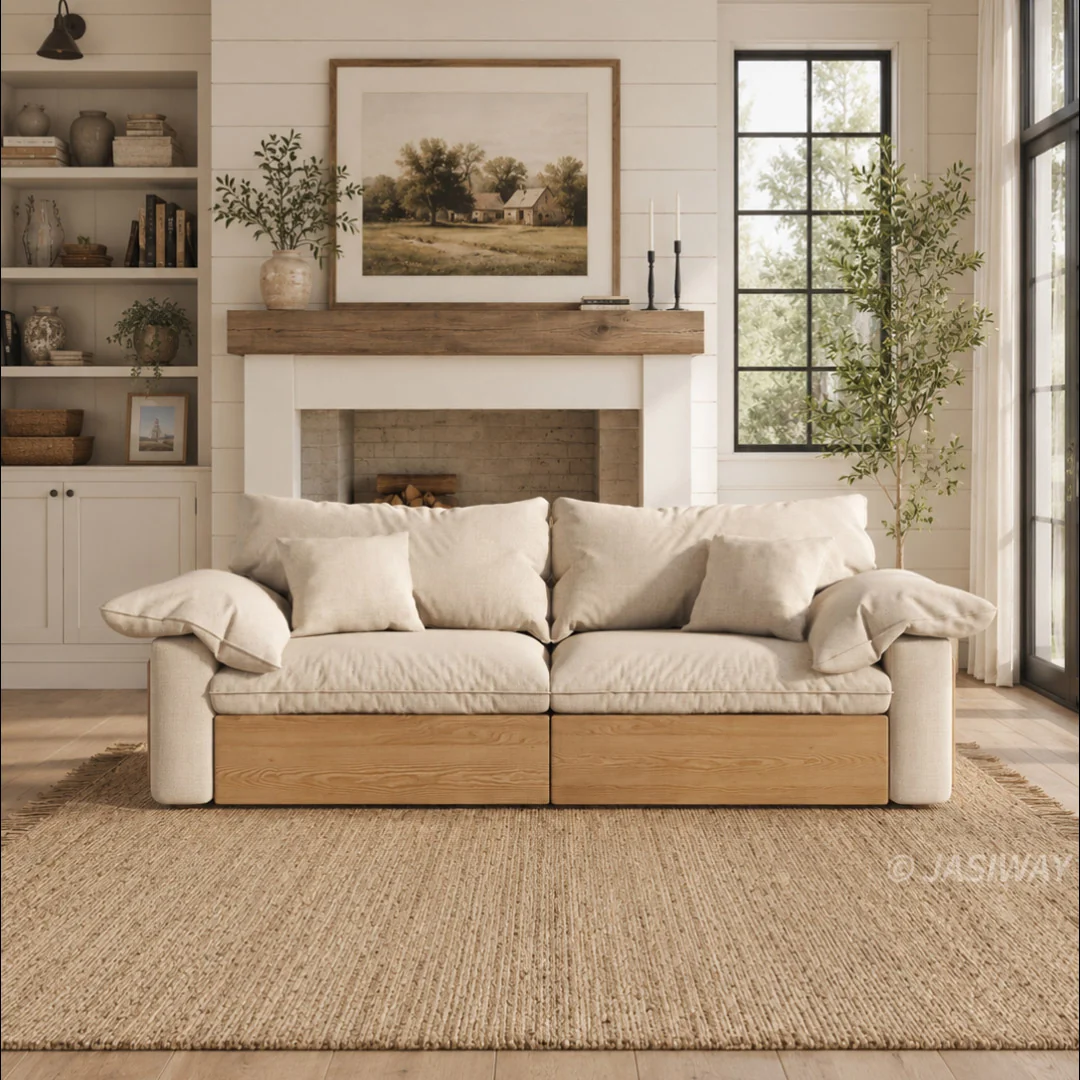 NÓVORA CASA extragrande profundo asiento seccional sofá con Ajustable diván & extraíble extraíble reposapiés| Japandi transformable descanso sofá para Sala