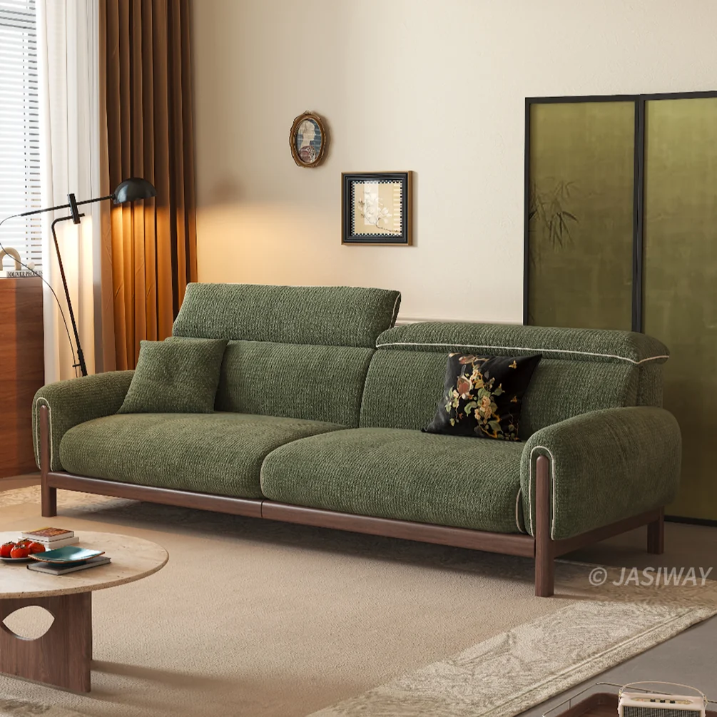 NÓVORA CASA Impermeable Chenilla sofá con Ajustable reposacabezas| Moderno profundo asiento nube sofá con Madera maciza estructura para familiar & mascotas amigable Sala