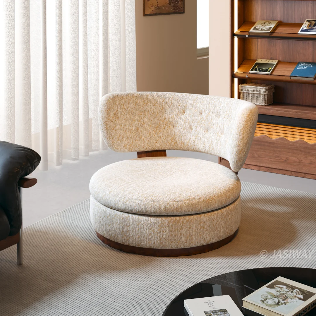 NÓVORA CASA Chenilla Giratorio envolvente Sillón decorativo con Curvo respaldo| escultórico Tapizado Sillón descanso para Sala, Recámara & lectura rincón