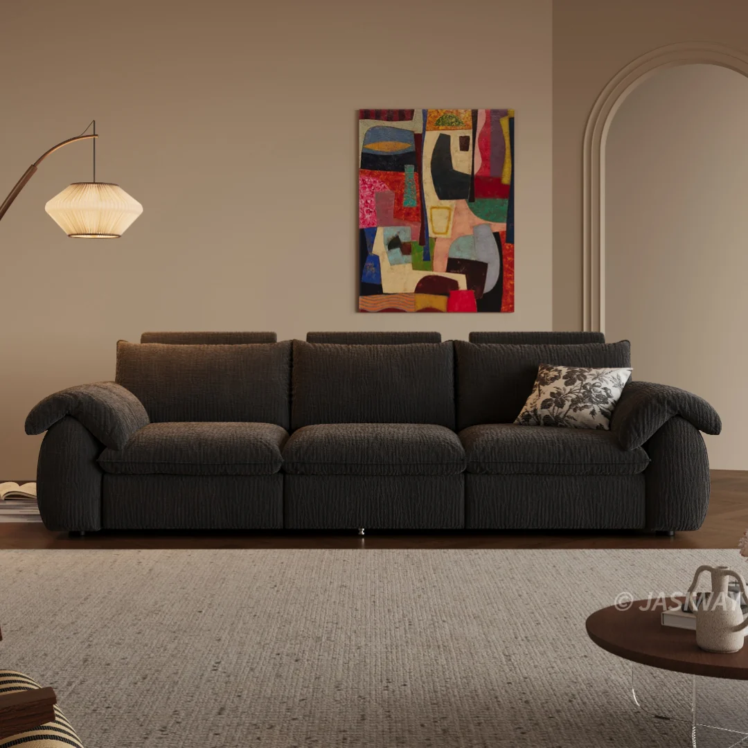JASIWAY eléctrico Reclinable sofá con Ajustable reposapiés & acolchado Chenilla tela| 3-asiento eléctrico reclinable sofá para Sala confort