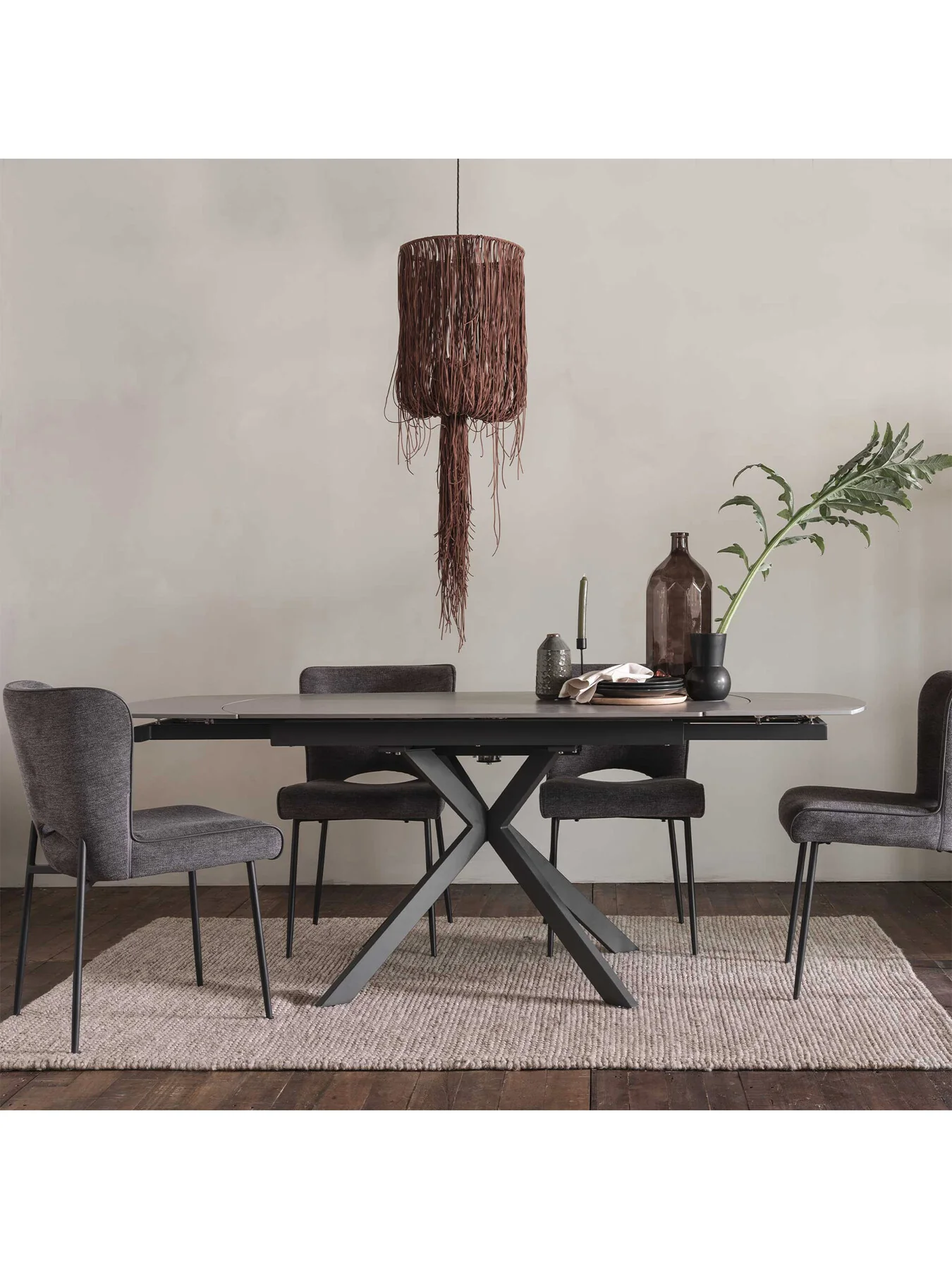 Grey Galini Extending 140-200cm Dining Table, Seats 4-6