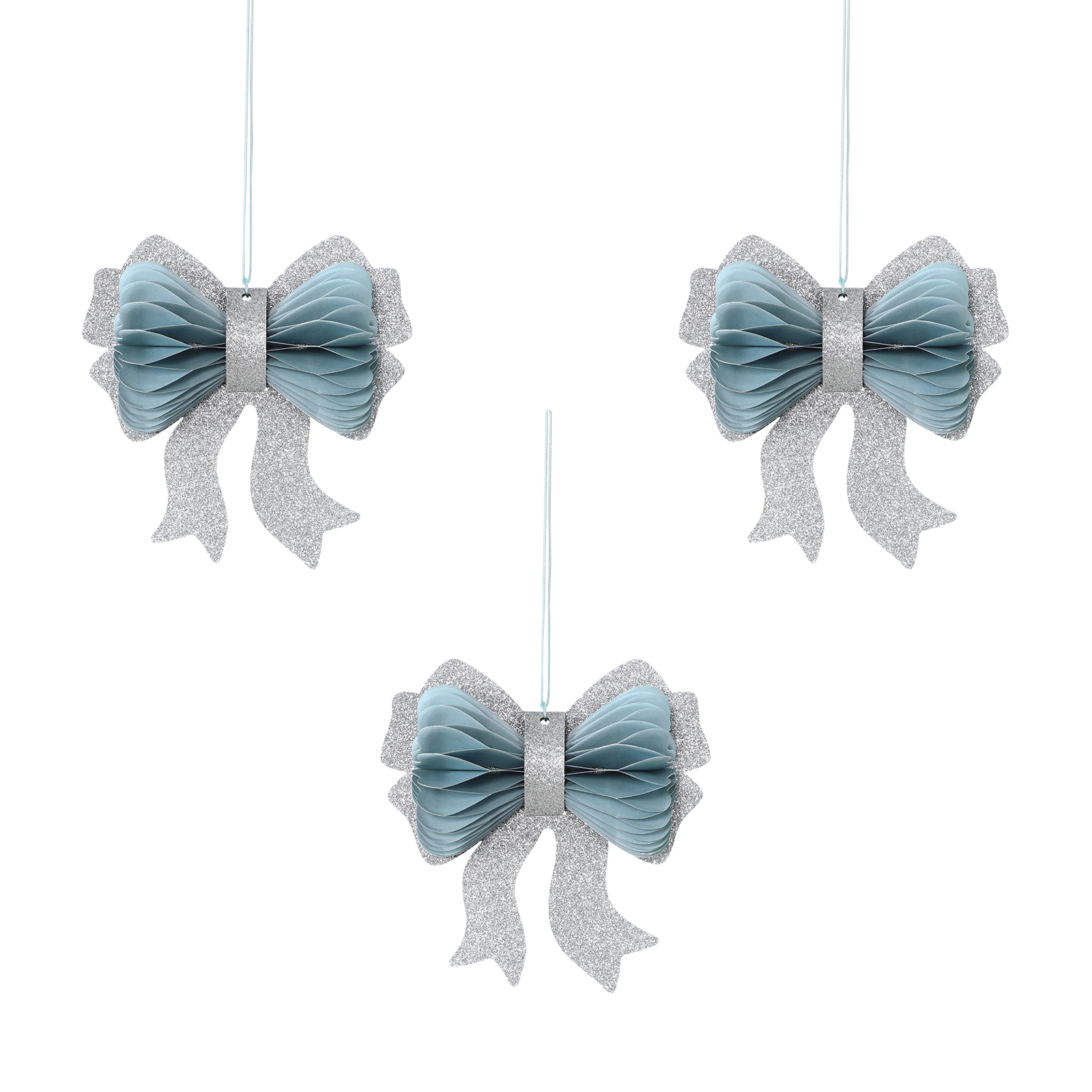 3D Paper Bow Honeycomb Christmas Hanging Ornament