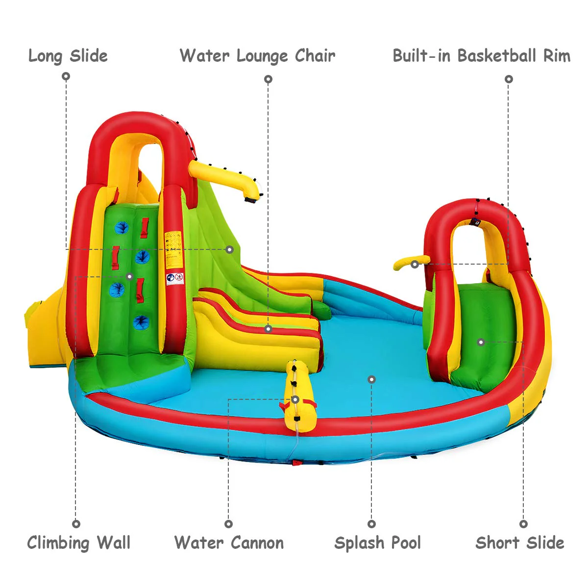 Costzon Inflatable Water Slide, Waterslides for Outdoor with Dual Slides&Climbing for Racing Fun