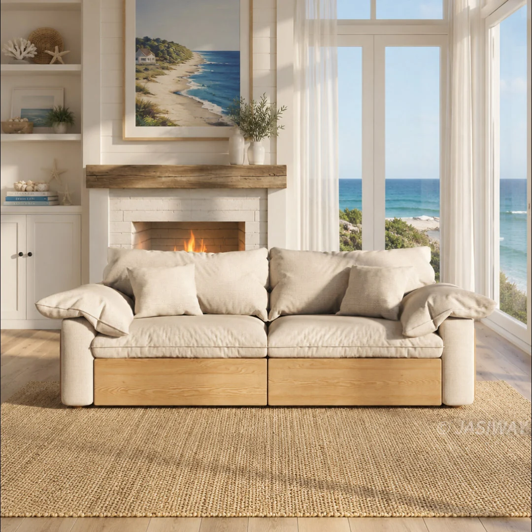 NÓVORA CASA extragrande profundo asiento seccional sofá con Ajustable diván & extraíble extraíble reposapiés| Japandi transformable descanso sofá para Sala