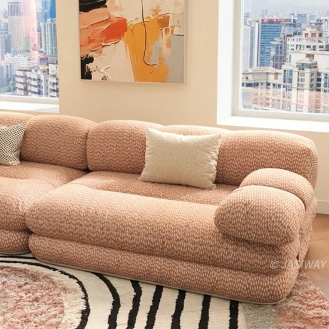 RINGCHEN escultórico agrupado jacquard sofá| De lujo Curvo nube sofá con texturizado de diseñador tapizado para alto extremo sala habitaciones