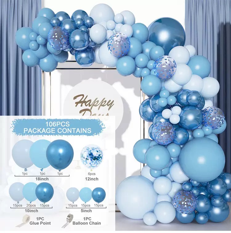 Blue Macaron Balloon Garland Arch Kit for Birthday & Wedding