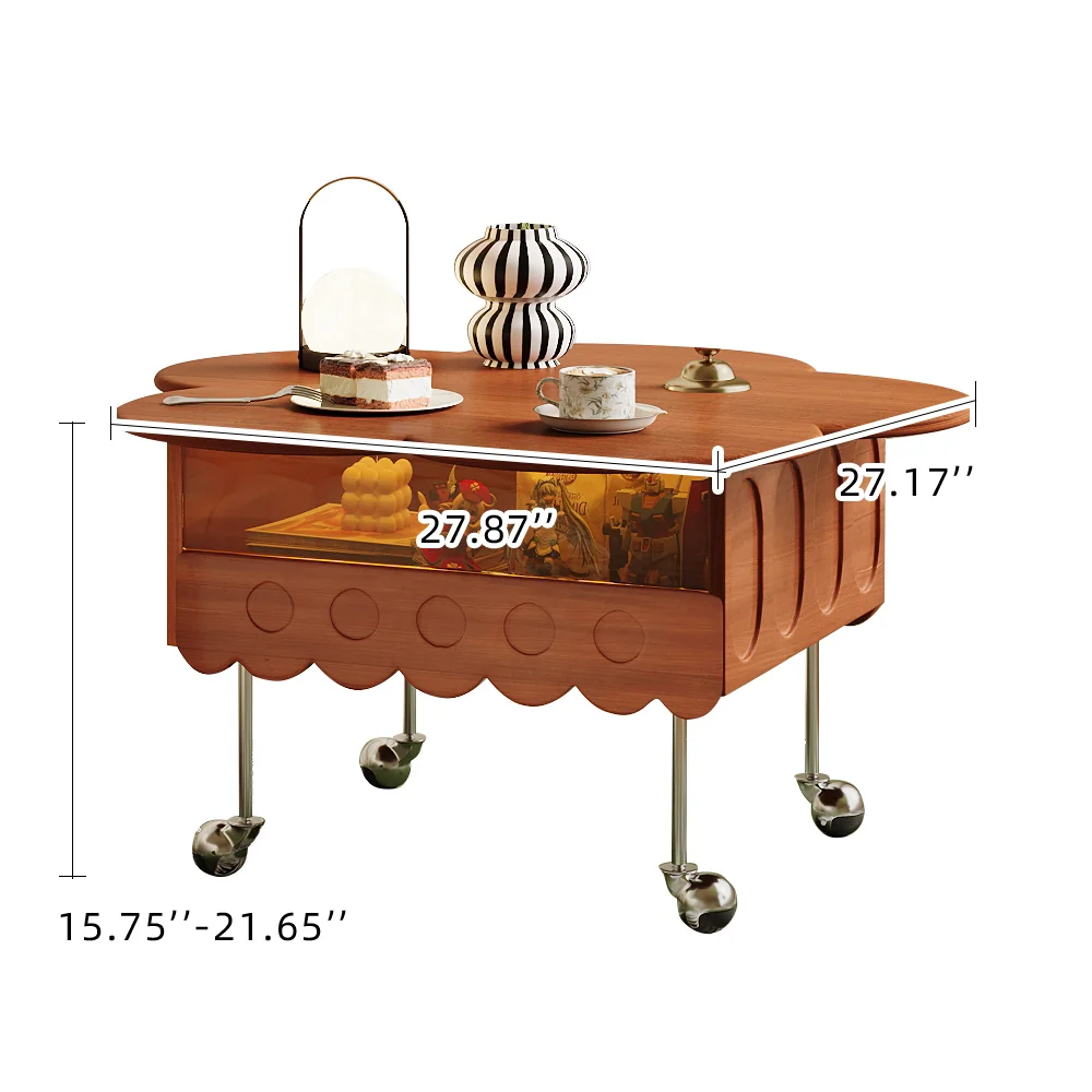 NÓVORA CASA retro Sala móvil Mesa de centro con Madera maciza Ajustable de pétalo diseño