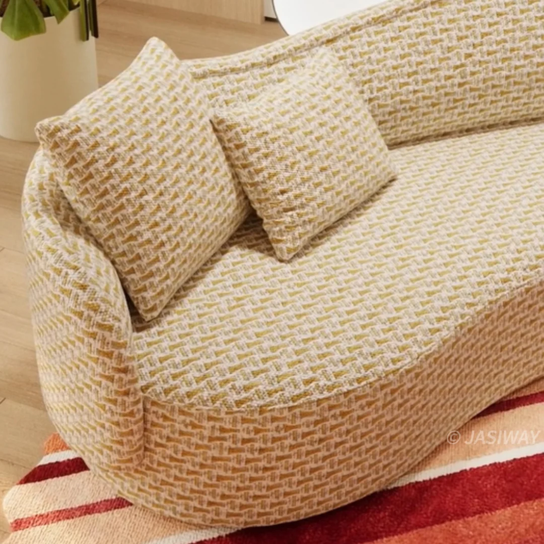 RINGCHEN De lujo Curvo texturizado tejido sofá| escultórico serpentino nube sofá en avena para orgánico Moderno sala habitaciones & de diseñador interiores