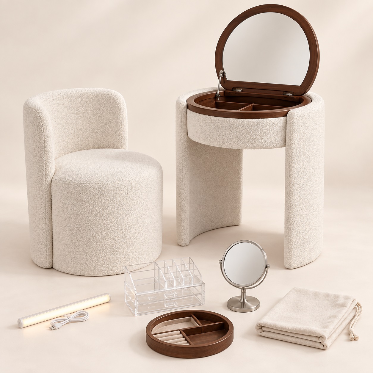 Paquete Luxe Completo con tocador, silla y todos los accesorios