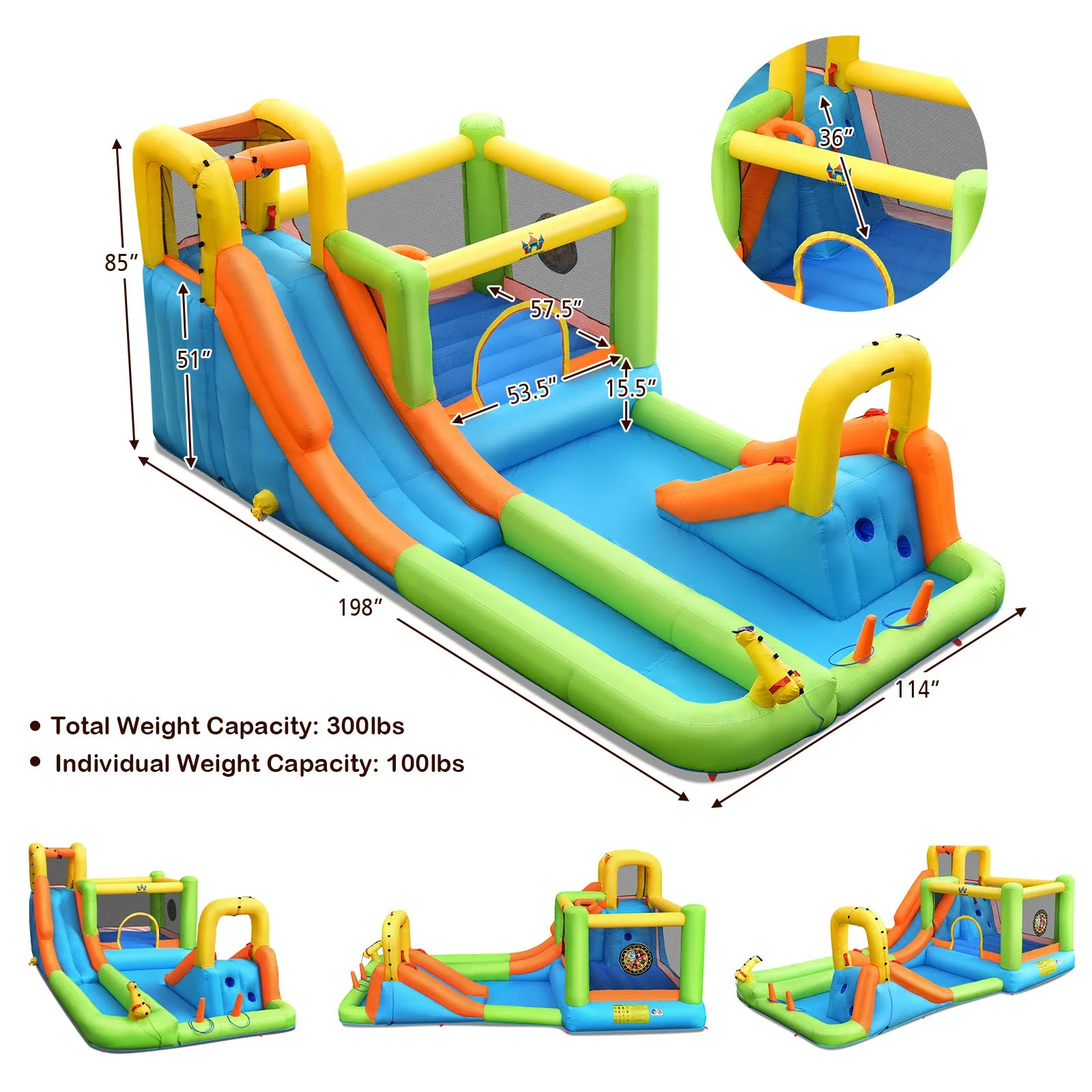 BOUNTECH Inflatable Water Slide, 20.5x11FT Mega Waterslide Park Bounce House for Outdoor Fun w/Long Slide