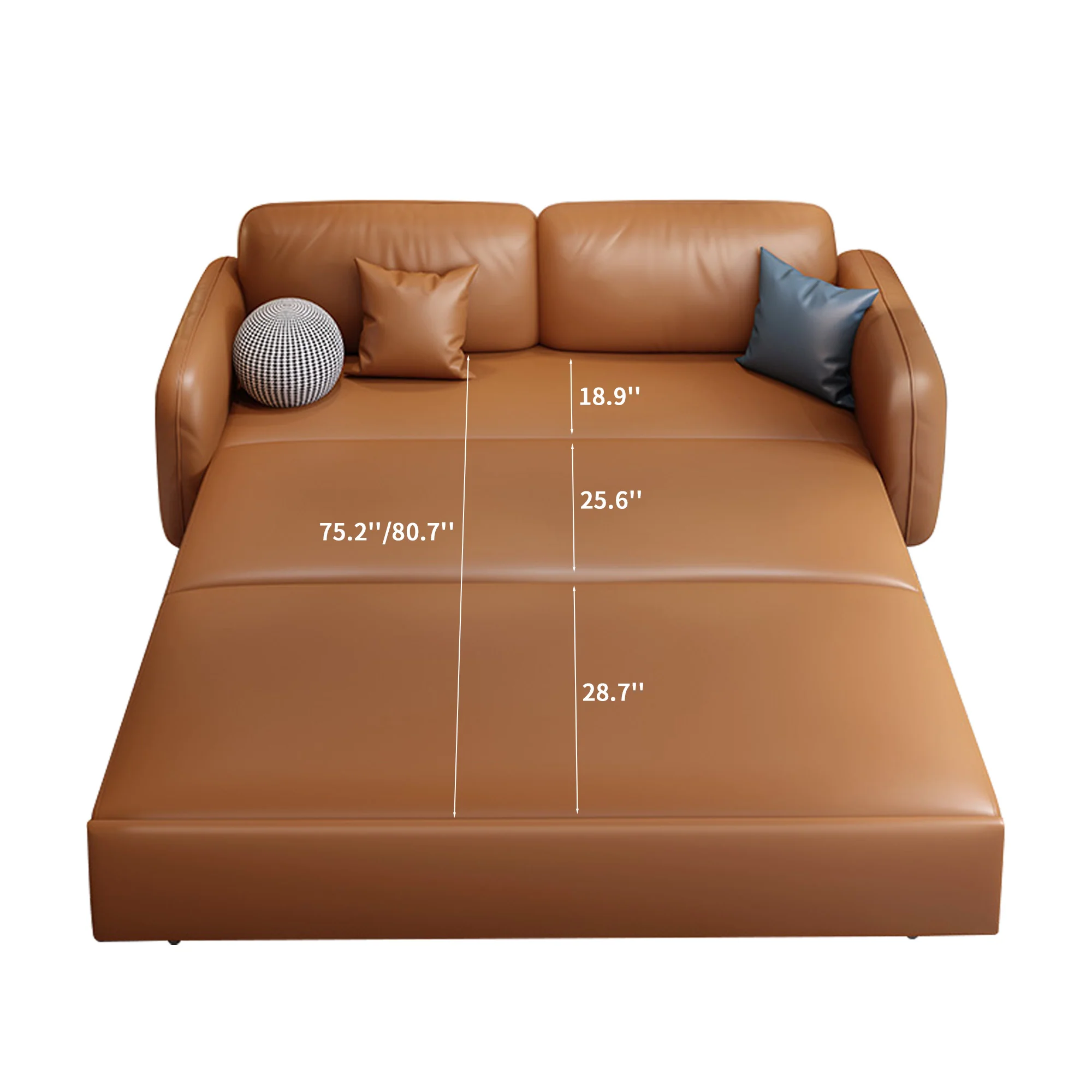 NÓVORA CASA 62.2'' Piel sintética transformable Sofá cama con Almacenamiento