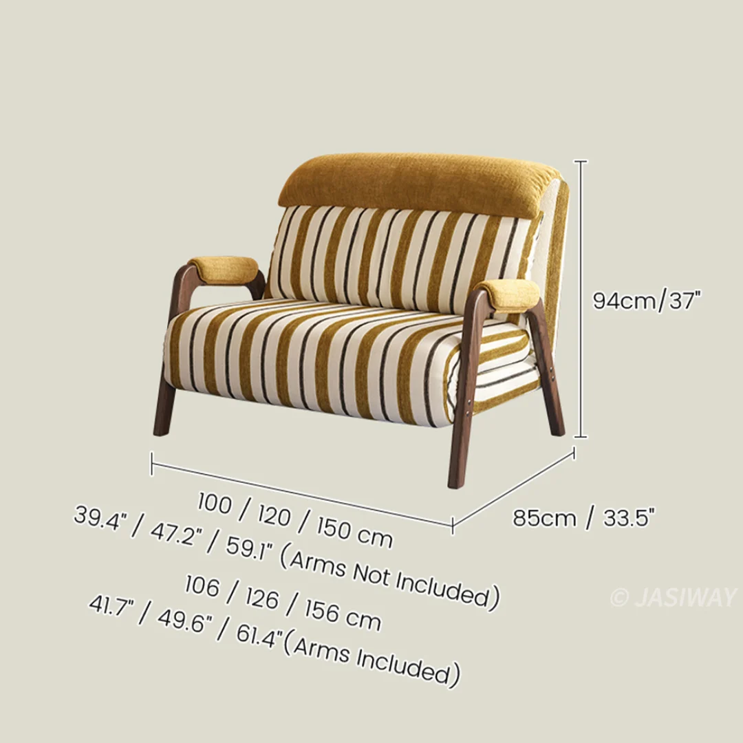 NÓVORA CASA mediados siglo a rayas transformable cama sillón cama con Madera maciza brazos| 3-en-1 plegable Sillón descanso para pequeño espacios & visitas uso