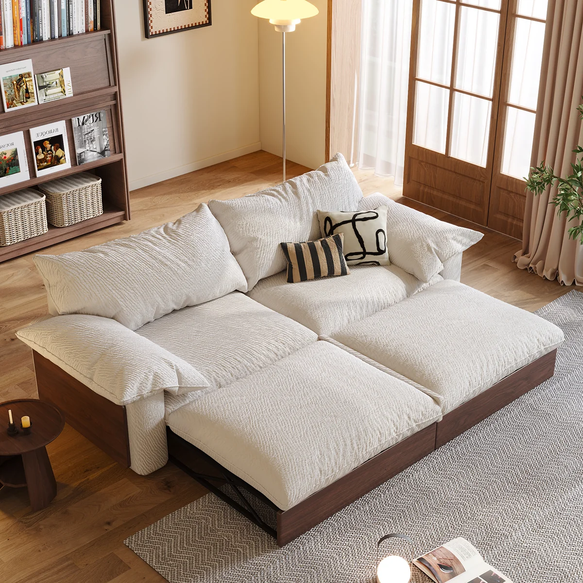 NÓVORA CASA Japandi extraíble extraíble Sofá cama con tres tela opciones disponible