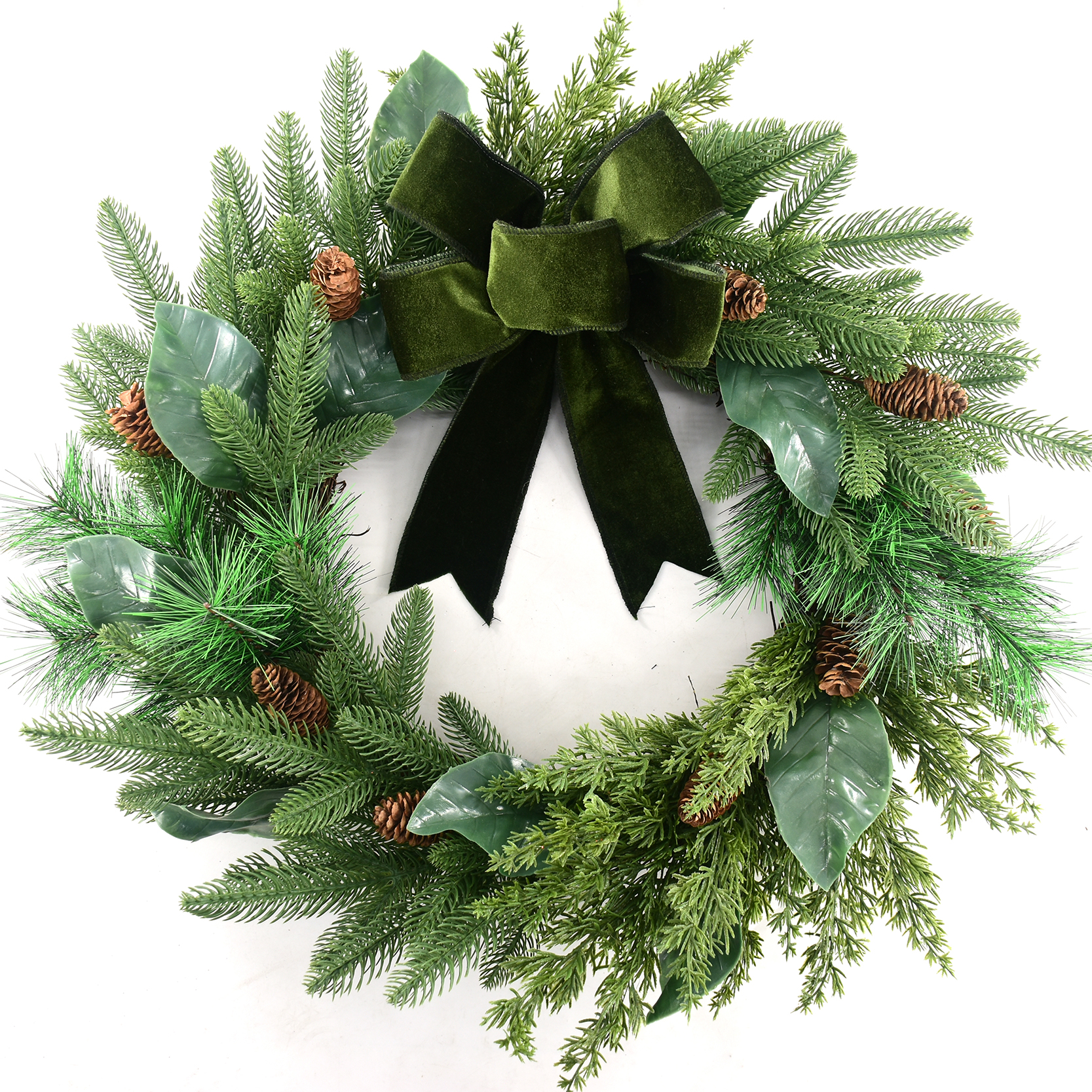 Pinecone Velvet Bow Christmas Wreath Decoration