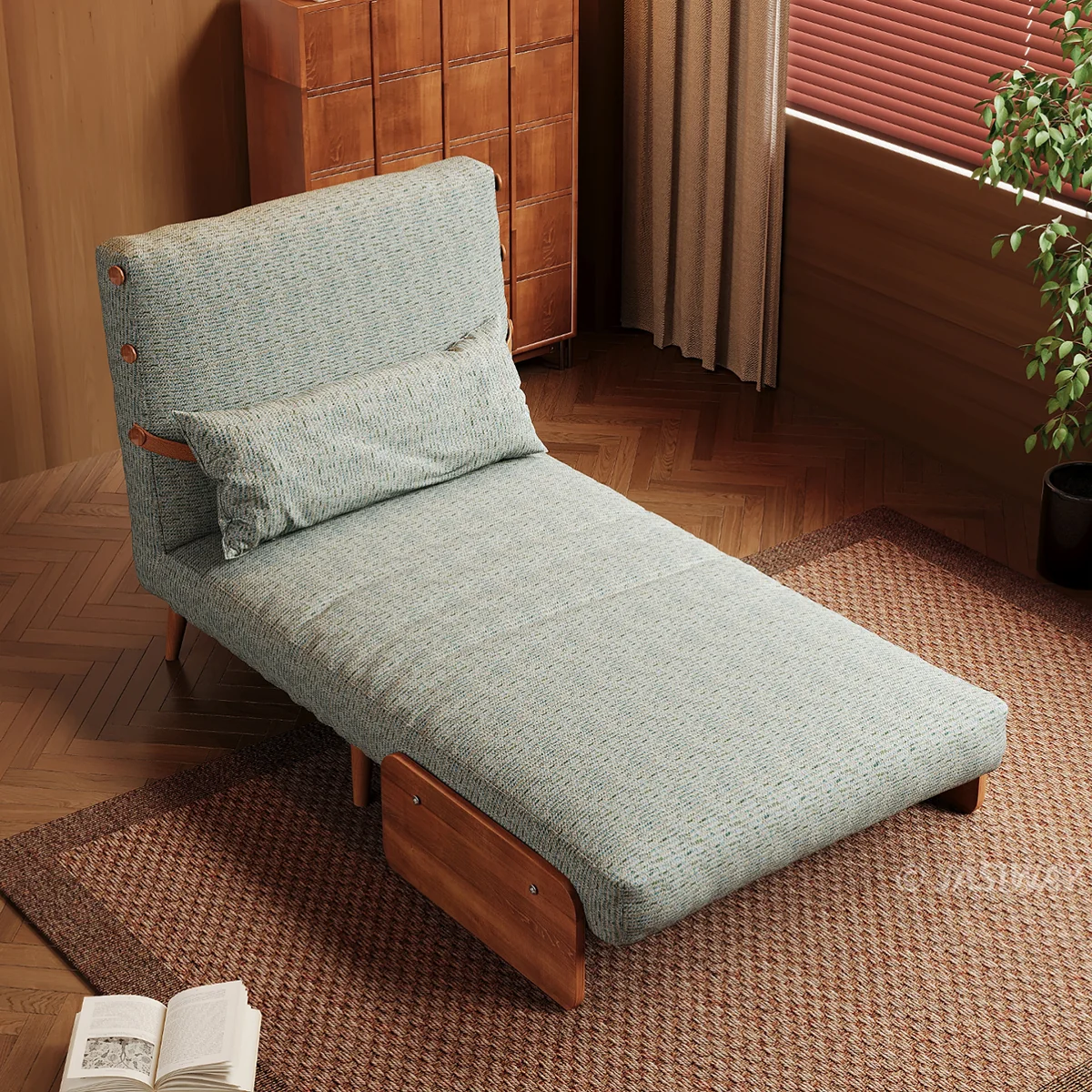 Sillón cama de chenille verde salvia | Comodidad natural