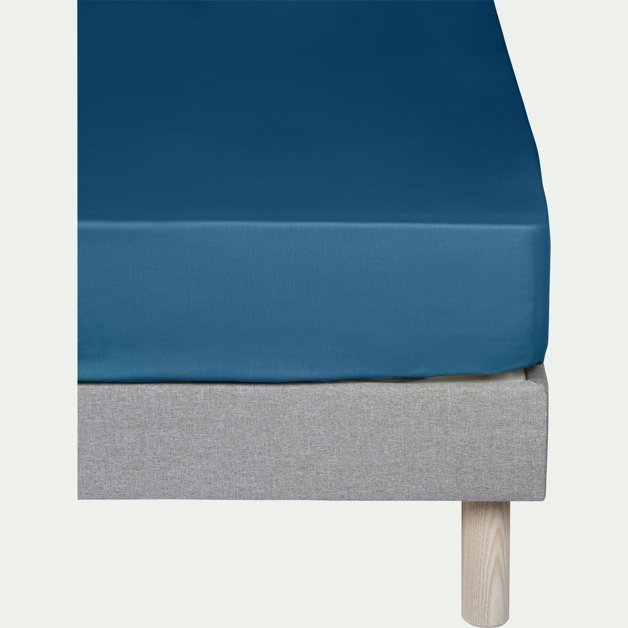 CALANQUES - Drap housse en coton 160x200cm B25cm - bleu figuerolles