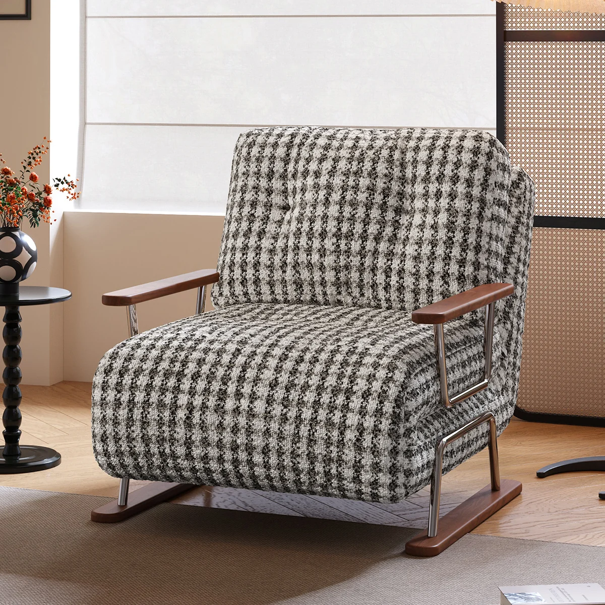 NÓVORA CASA a cuadros Sofá cama– 4-en-1 transformable plegable sillón cama para pequeño espacios