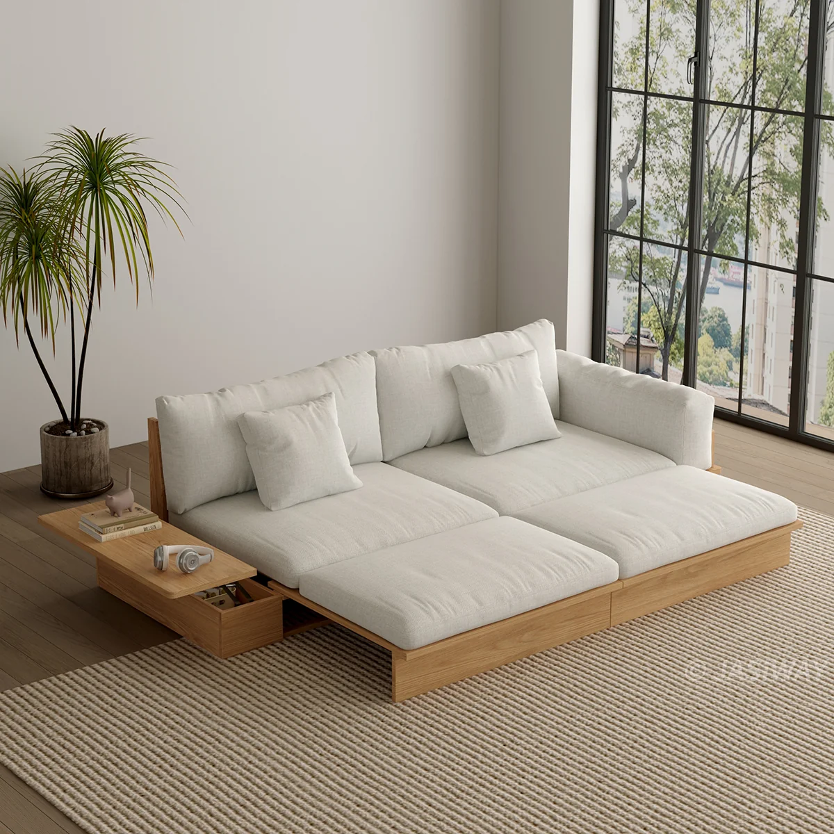 NÓVORA CASA extraíble extraíble Sofá cama con madera plataforma soporte| bajo perfil transformable sofá para Sala