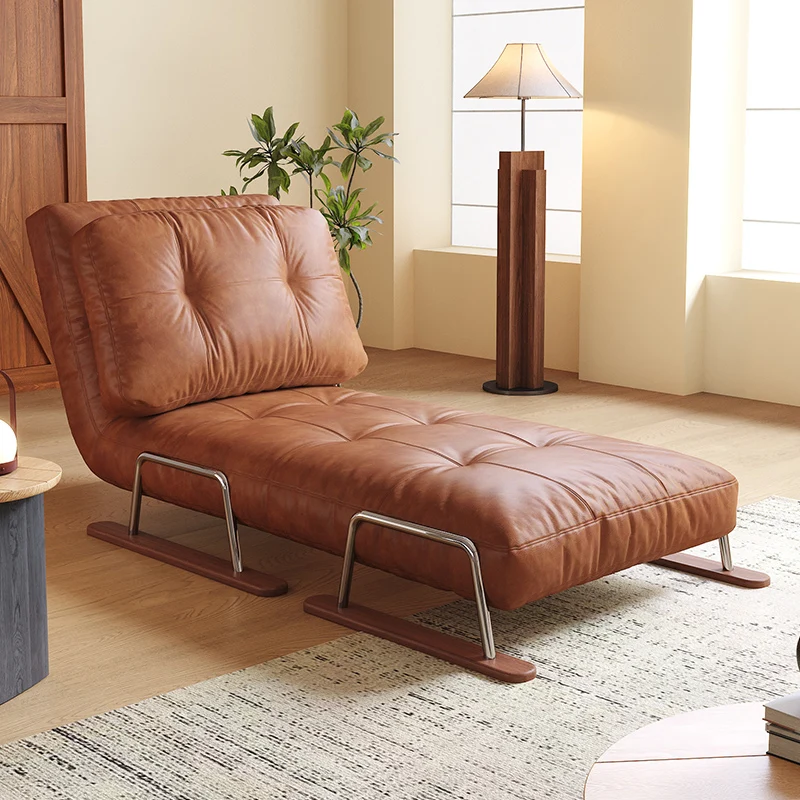 NÓVORA CASA Plegable Sofá cama en caramelo ecológico piel– 4-en-1 transformable sillón, diván & cama