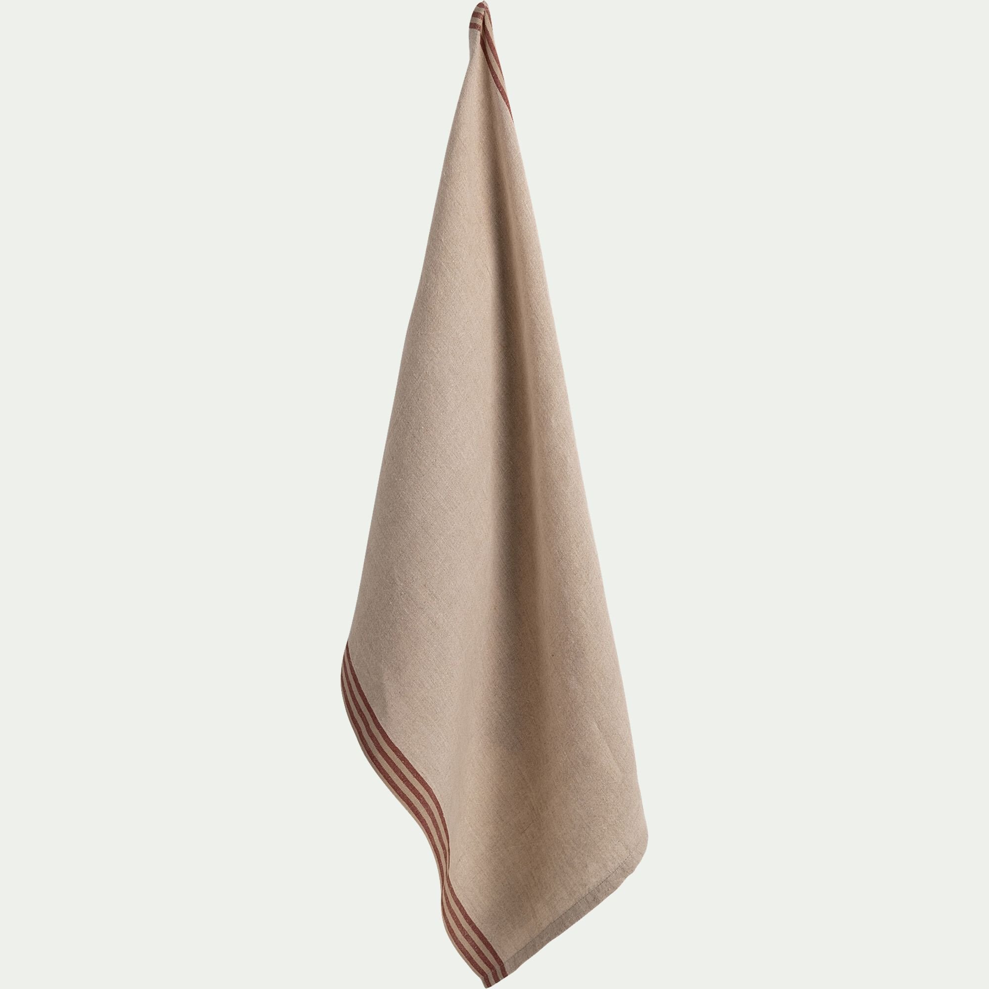 NAT - Torchon de cuisine rayé en lin - rouge cade 50x70cm